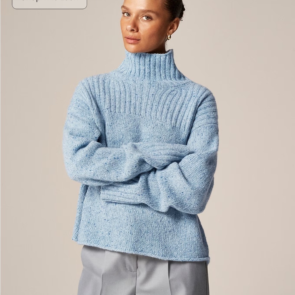 J crew Ribbed turtleneck sweater in donegal wool blend Mackerel Sky